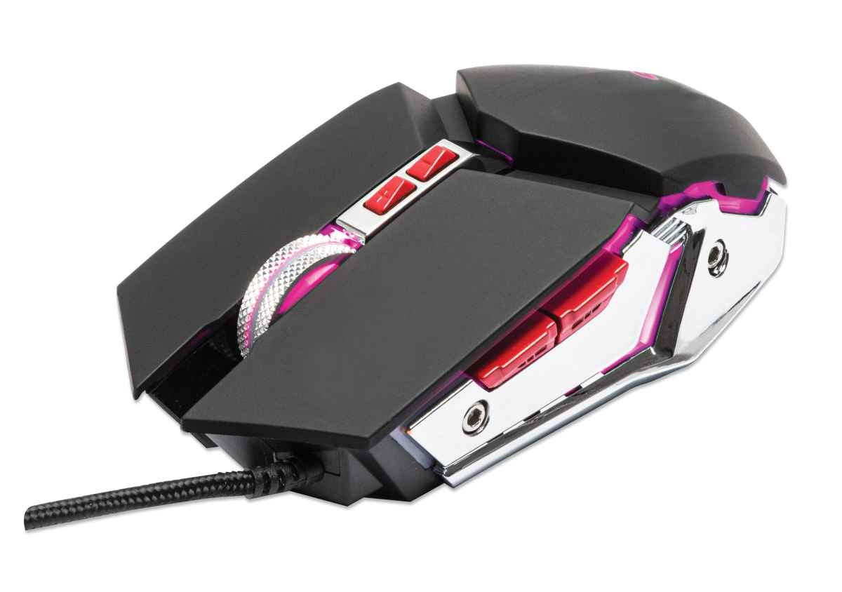 Mouse Óptico Gaming Negro Con Cable Usb-A, Siete Botones Con Rueda De Desplazamiento, Iluminación Led De Colores