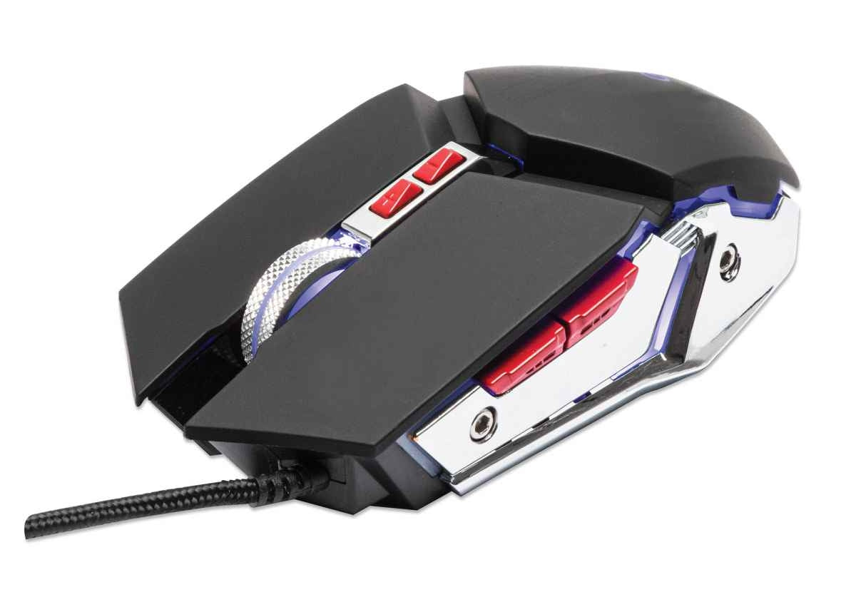 Mouse Óptico Gaming Negro Con Cable Usb-A, Siete Botones Con Rueda De Desplazamiento, Iluminación Led De Colores