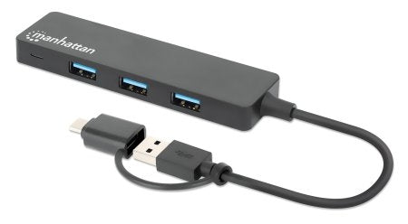 Hub De Interfaz Manhattan 180863 Usb A + Tipo-C Puertos Negro