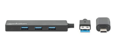 Hub De Interfaz Manhattan 180863 Usb A + Tipo-C Puertos Negro