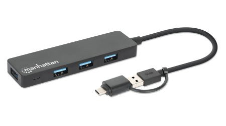 Hub De Interfaz Manhattan 180863 Usb A + Tipo-C Puertos Negro