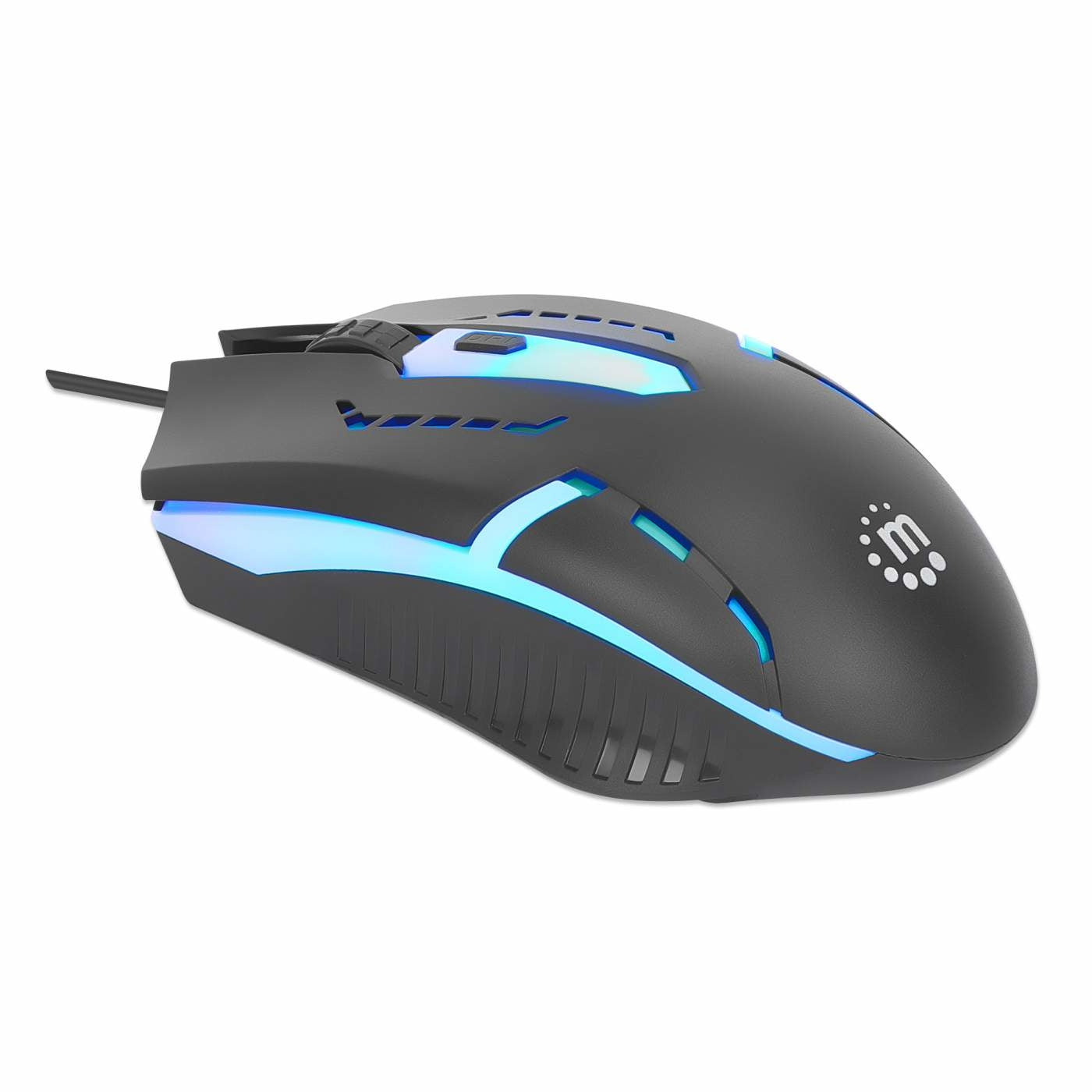 Mouse Gaming Óptico Cableado Usb Con Iluminac Manhattan 190206 Iluminación Led Rgb Cuatro Botones Rueda De Desplazamiento 1500 Ppp