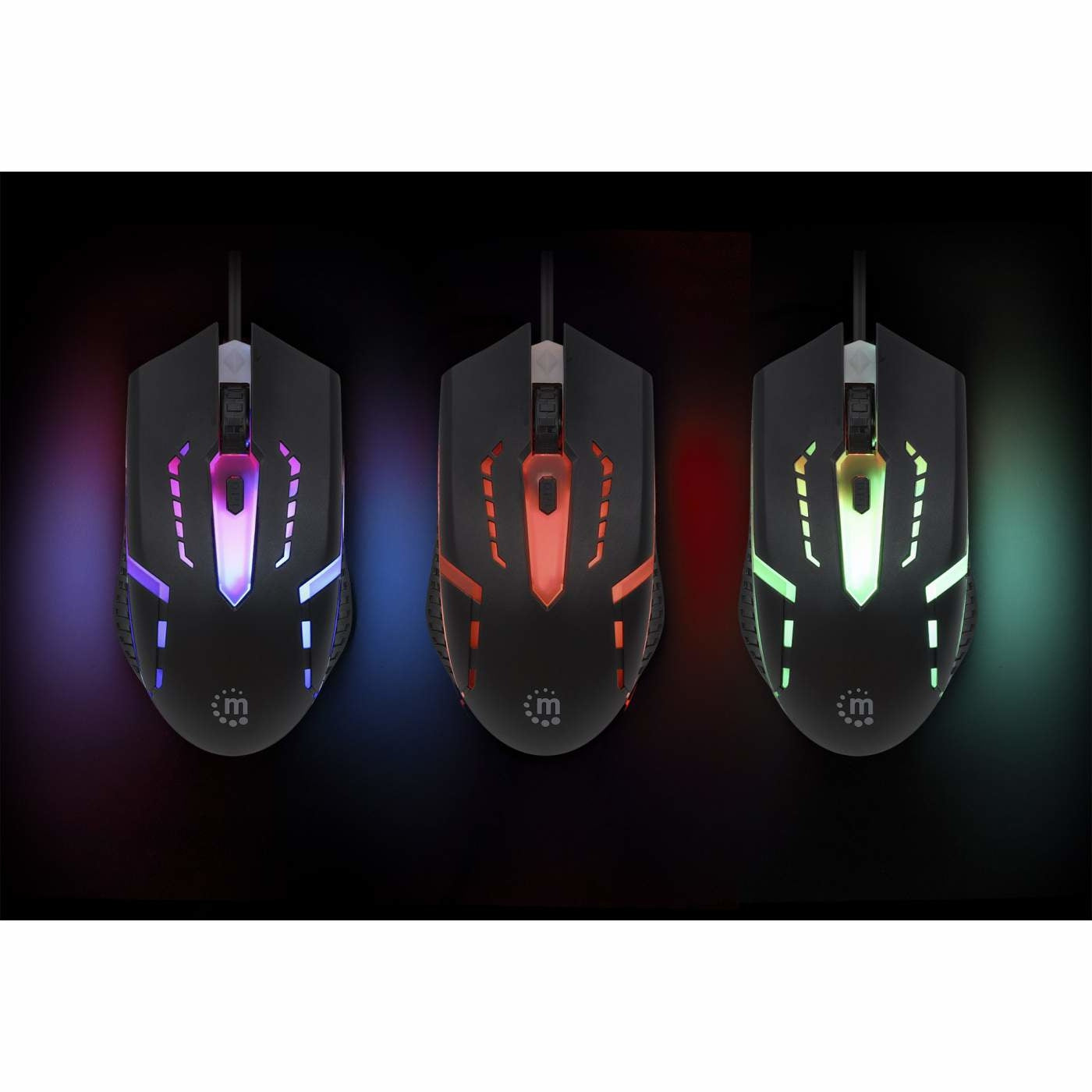 Mouse Gaming Óptico Cableado Usb Con Iluminac Manhattan 190206 Iluminación Led Rgb Cuatro Botones Rueda De Desplazamiento 1500 Ppp