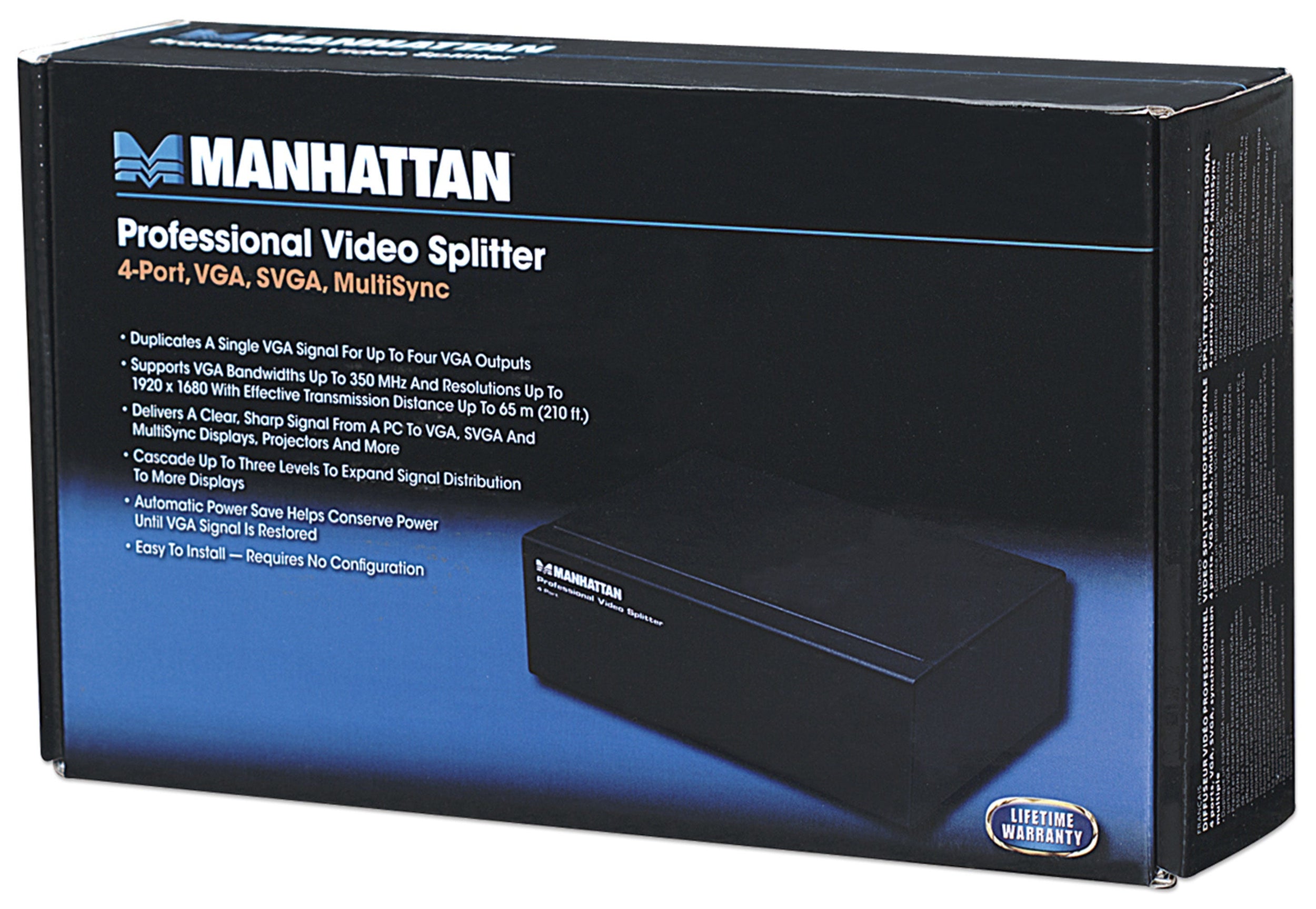 Splitter Manhattan 207348 Vídeo Profesional Multiplica Una Fuente De Señal Vga En Hasta Cuatro Salidas