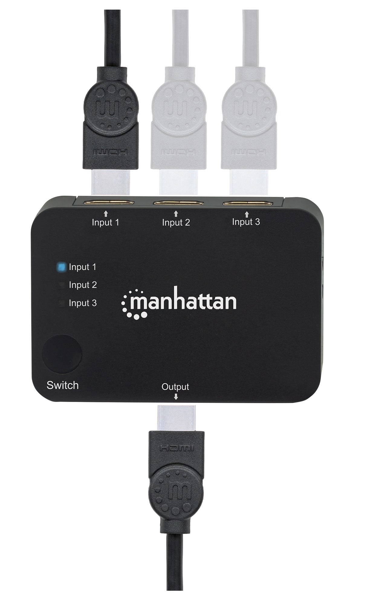 Switch Hdmi 3:1 Manhattan 207522 4K De Puertos 30Hz Control Remoto Alimentación Por Usb Conecta Hasta Fuentes Video Uhd Una Sola Pantalla Hdmi.