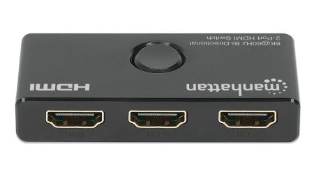 Switch Manhattan 207997 Hdmi Bidireccional Con Puertos 8K Cambia Entre Dos Entradas A Una Salida (2X1) O Salidas.