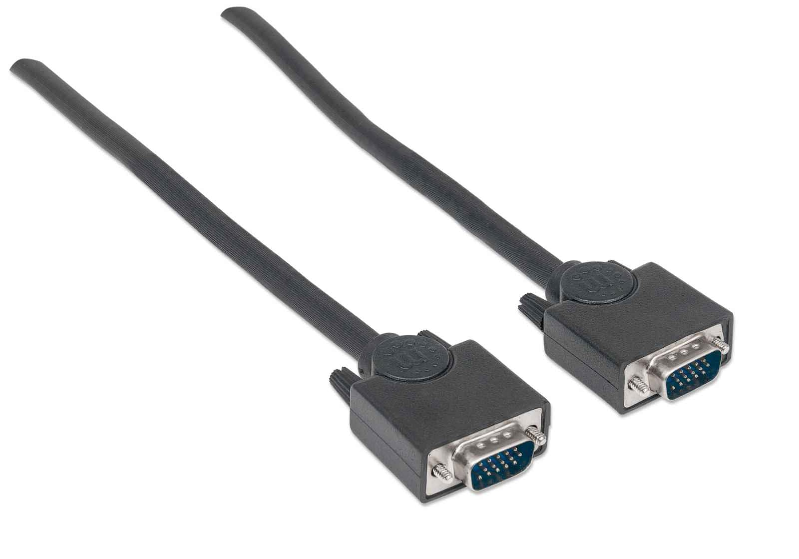 Cable Vga Manhattan 311731 Svga Hd15 Macho A De 1.8M Color Negro Completamente Blindado Para Reducir La Interferencia Emi.