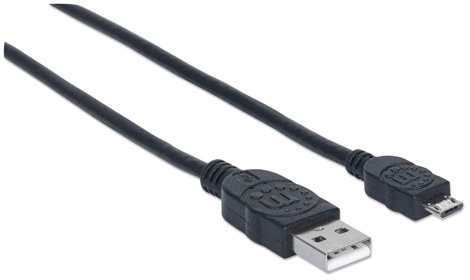 Cable Usb Manhattan 325677 Para Dispositivos Micro-B De Alta Velocidad 2.0 Macho/ 480 Mbps 0.5 Negro