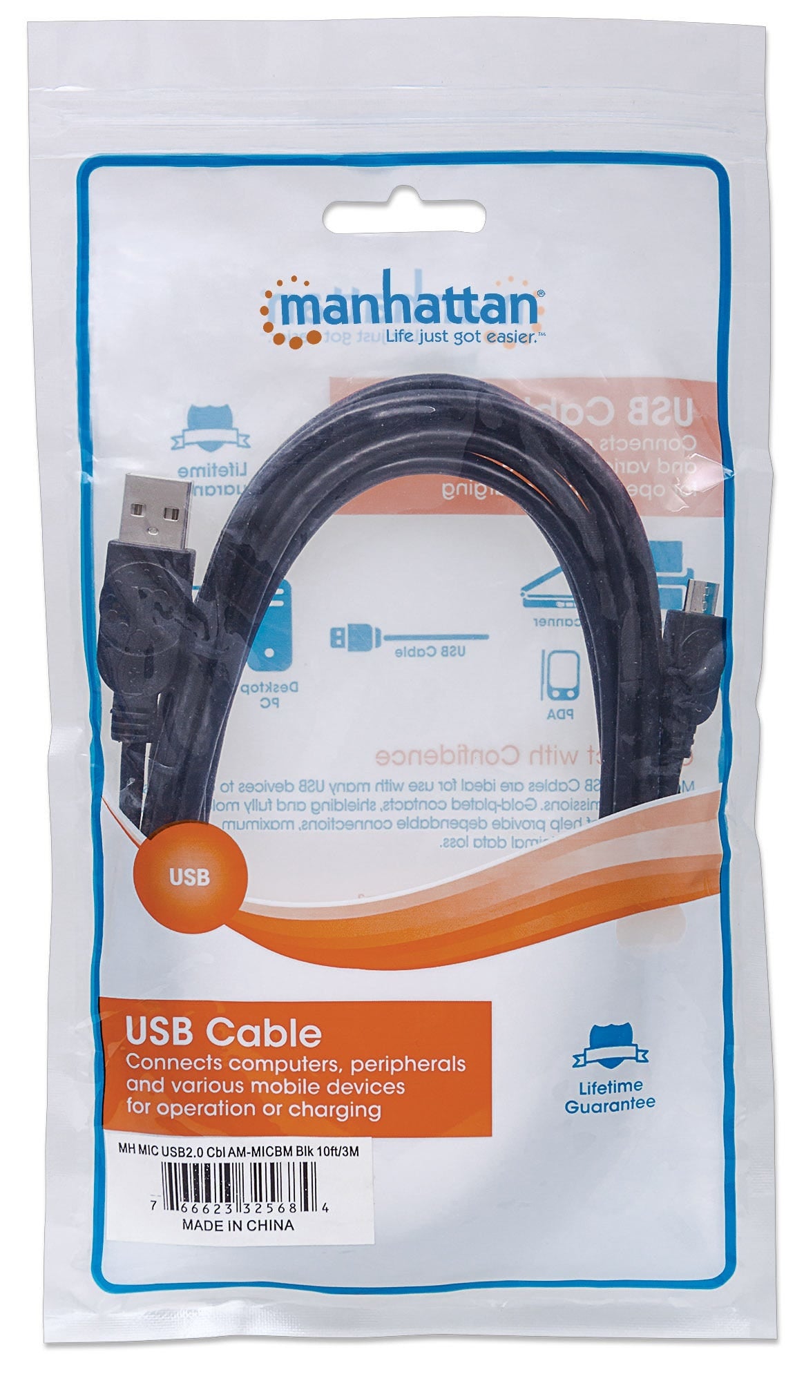 Cable Usb Manhattan 325684 A Micro-Usb B Macho/Macho Negro