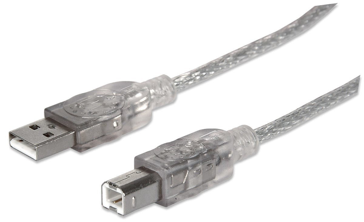 Cable Usb Manhattan 333405 Para Dispositivos B De Alta Velocidad Tipo Macho Color Plata.