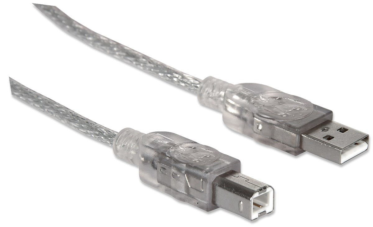 Cable Usb Manhattan 333405 Para Dispositivos B De Alta Velocidad Tipo Macho Color Plata.