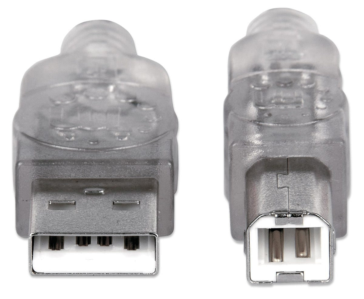 Cable Usb Manhattan 345408 Para Impresora Usb-A Usb-B De 5Mts Color Plateado Velocidades Hasta 480 Mbps.