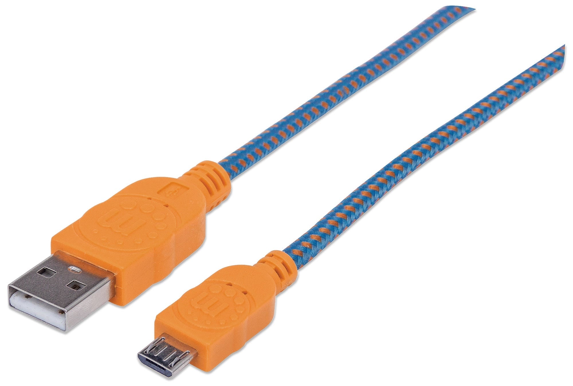 Cable Manhattan Usb V2 A-Micro B 1.0M Textil Naranja/Azul Bolsa 352734