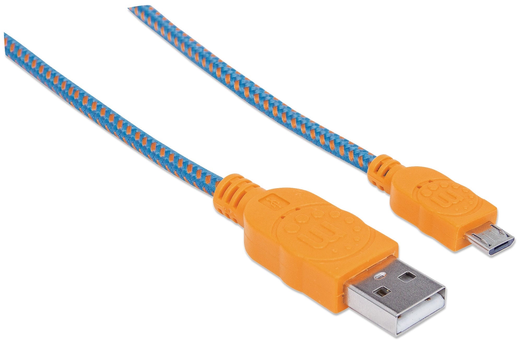 Cable Manhattan Usb V2 A-Micro B 1.0M Textil Naranja/Azul Bolsa 352734