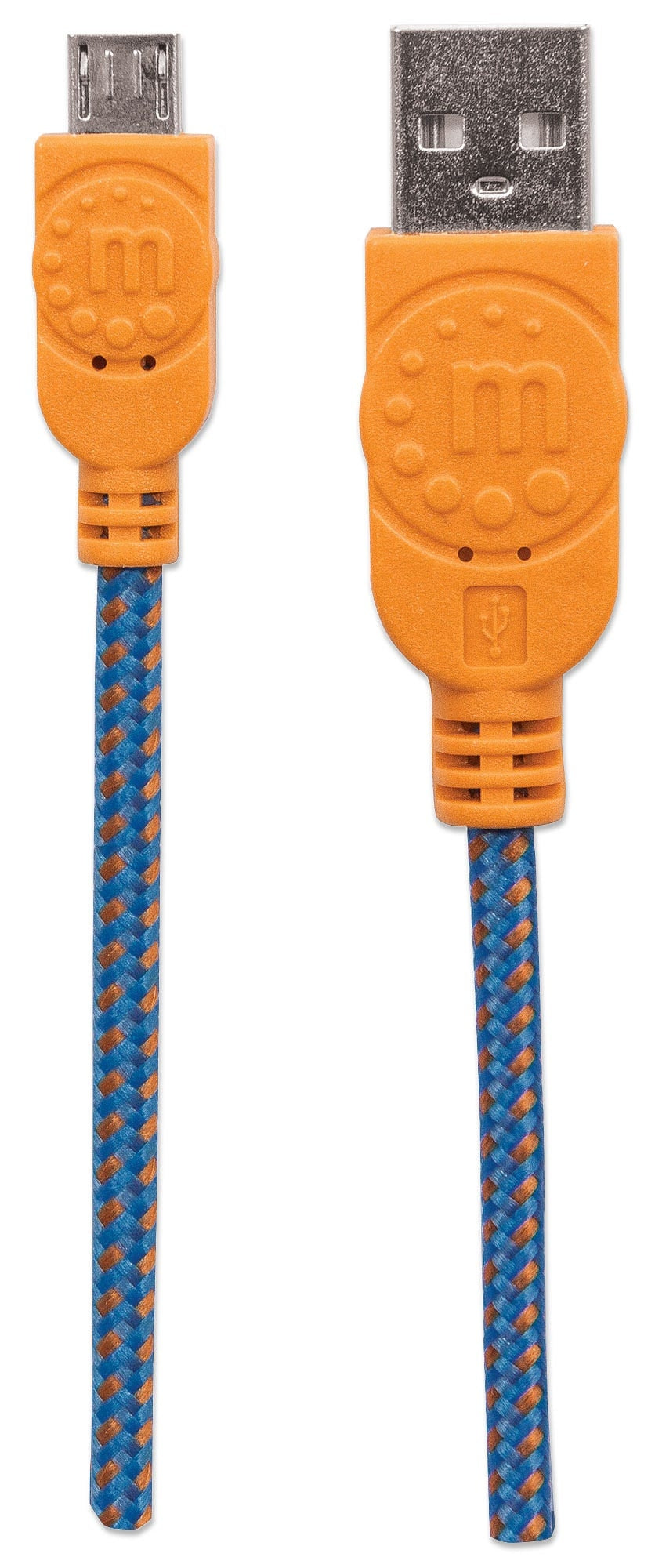 Cable Manhattan Usb V2 A-Micro B 1.0M Textil Naranja/Azul Bolsa 352734