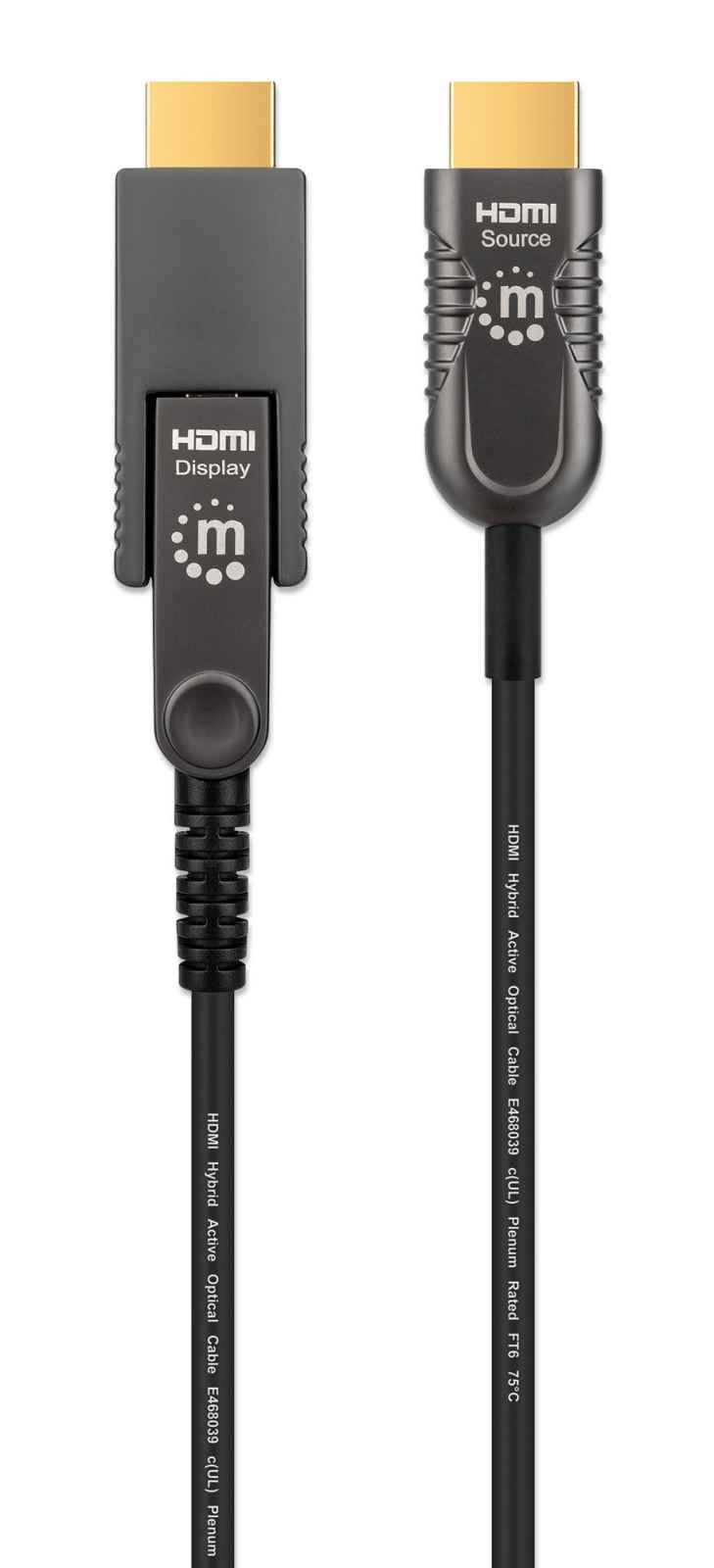 Cable Hdmi Manhattan 353243 Óptico Activo Macho Micro De Alta Velocidad Con Conector Desmontable 20 Mts