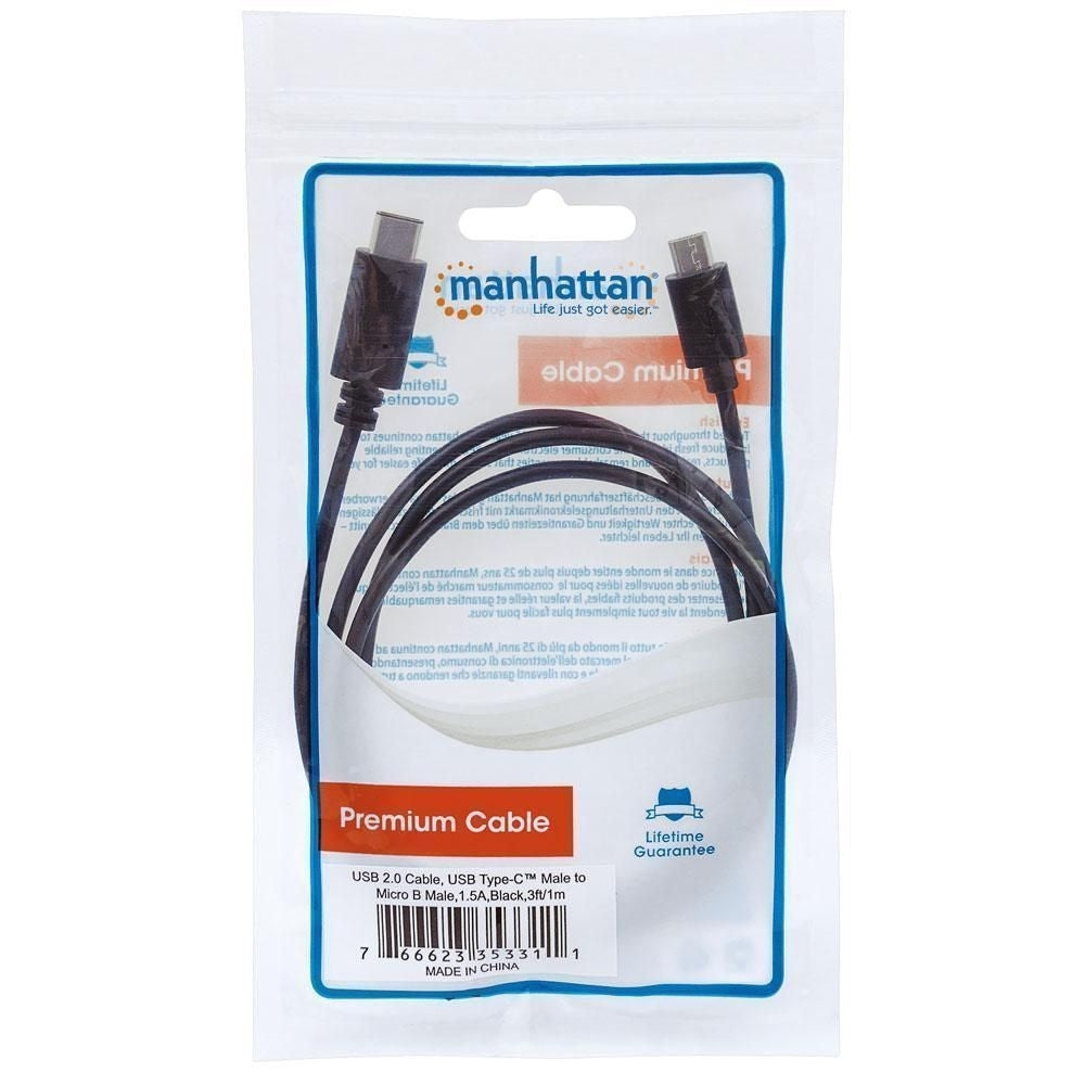 Cable Usb Tipo-C Manhattan, Cm-Micro Bm 1.0M Negro 353311