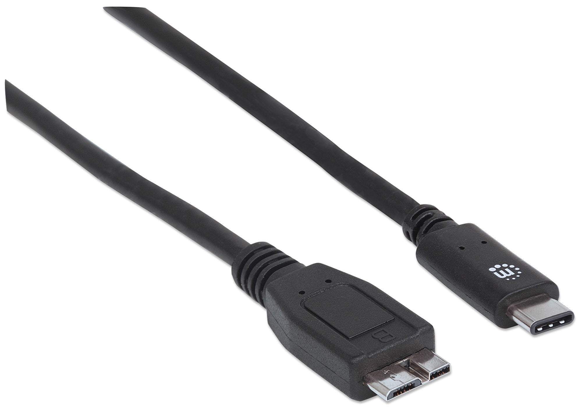 Cable Usb A Micro B 3.0 Manhattan 353397 Para Dispositivos Usb-C De Súpervelocidad+. Conector Macho Superspeed Micro-B Longitud 1M Color Negro.