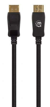 Cable Displayport Manhattan 353618 8K Macho A Contactos Chapados En Oro Diseño Anti-Enredos Longitud 2M Color Negro.