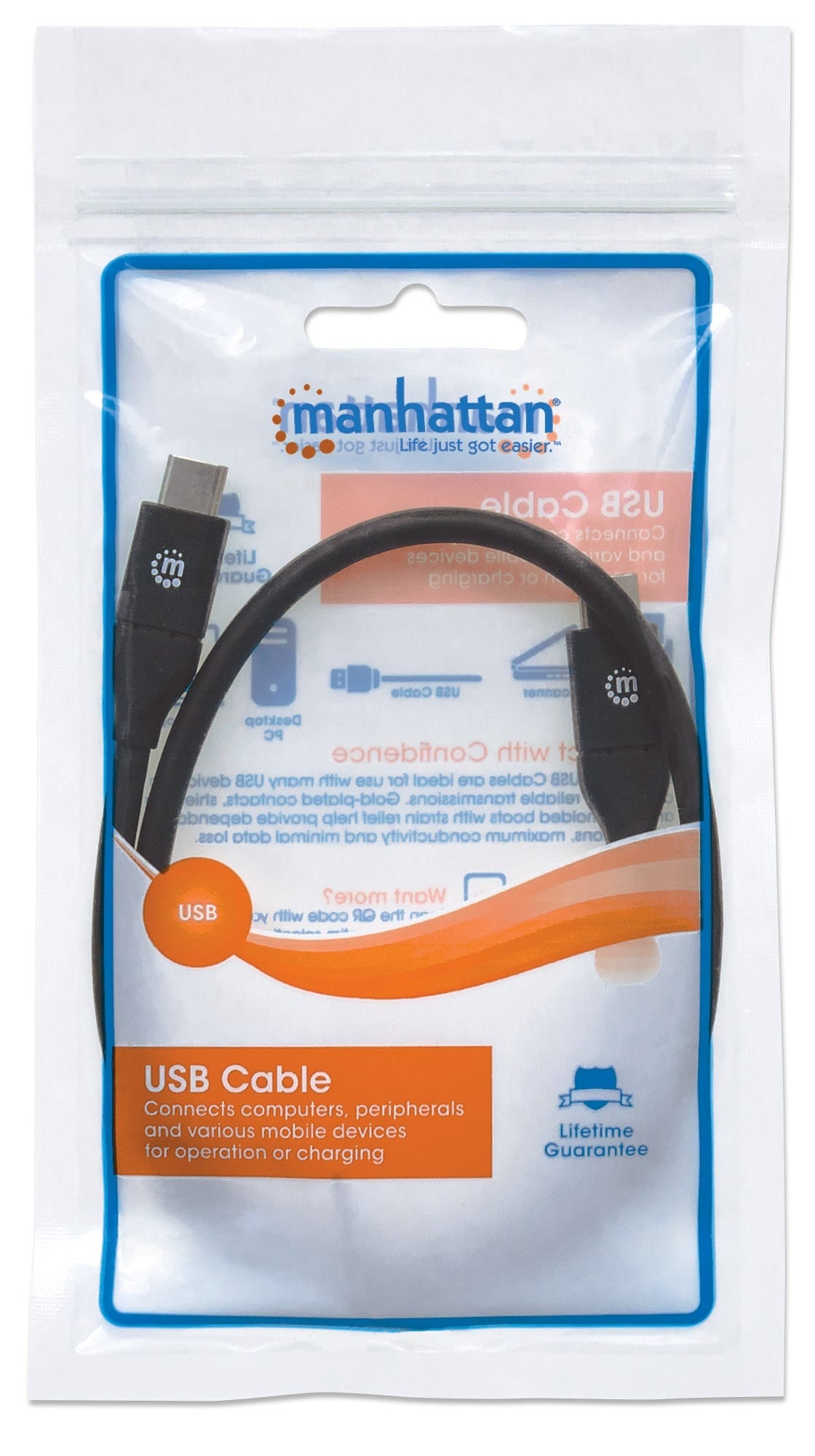 Cable Usb Manhattan 354899 Usb-C Macho A Macho; 3.2 Gen Largo 50Cm Color Negro.