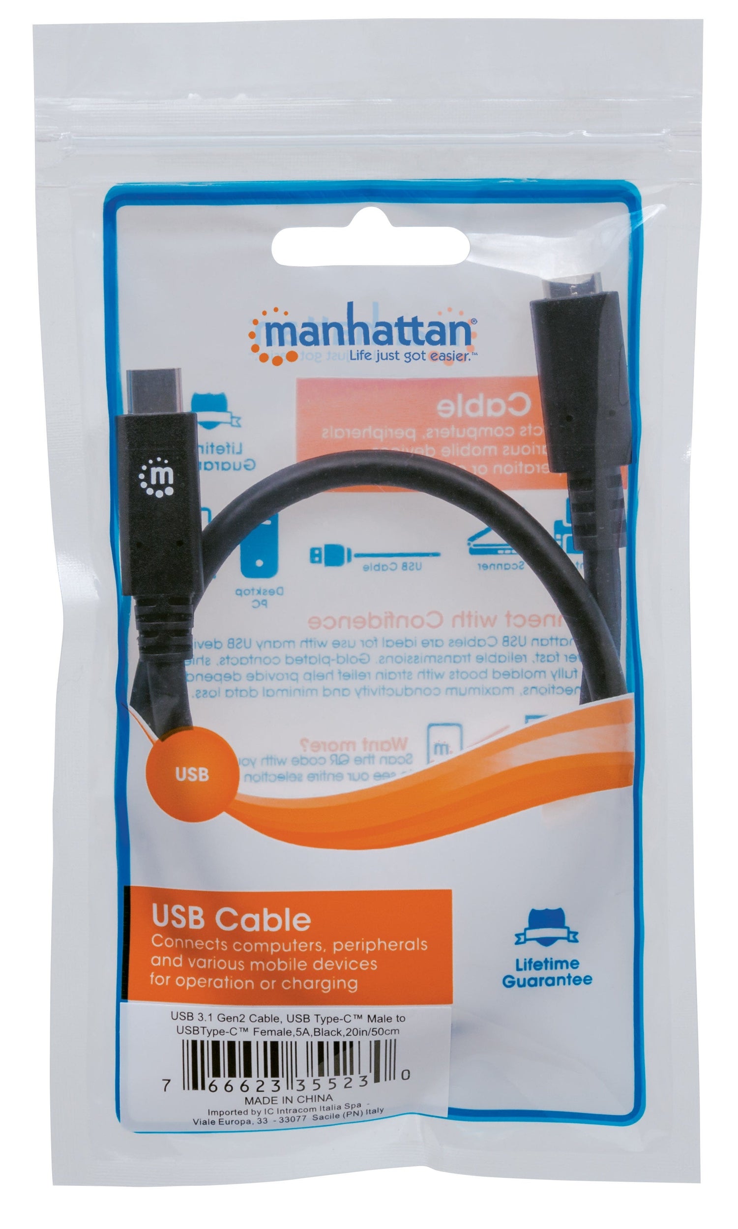 Extension De Cable Usb-C V3.1 50 Cm Negro 10Gbps 5A 355230