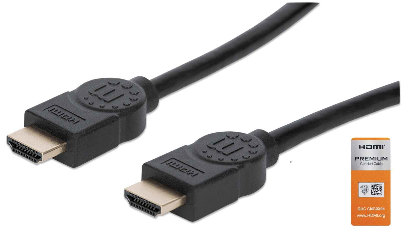 Cable Hdmi Manhattan 355353 2.0 Alta Velocidad Con Canal Ethernet Premium 4K@60Hz Macho Negro