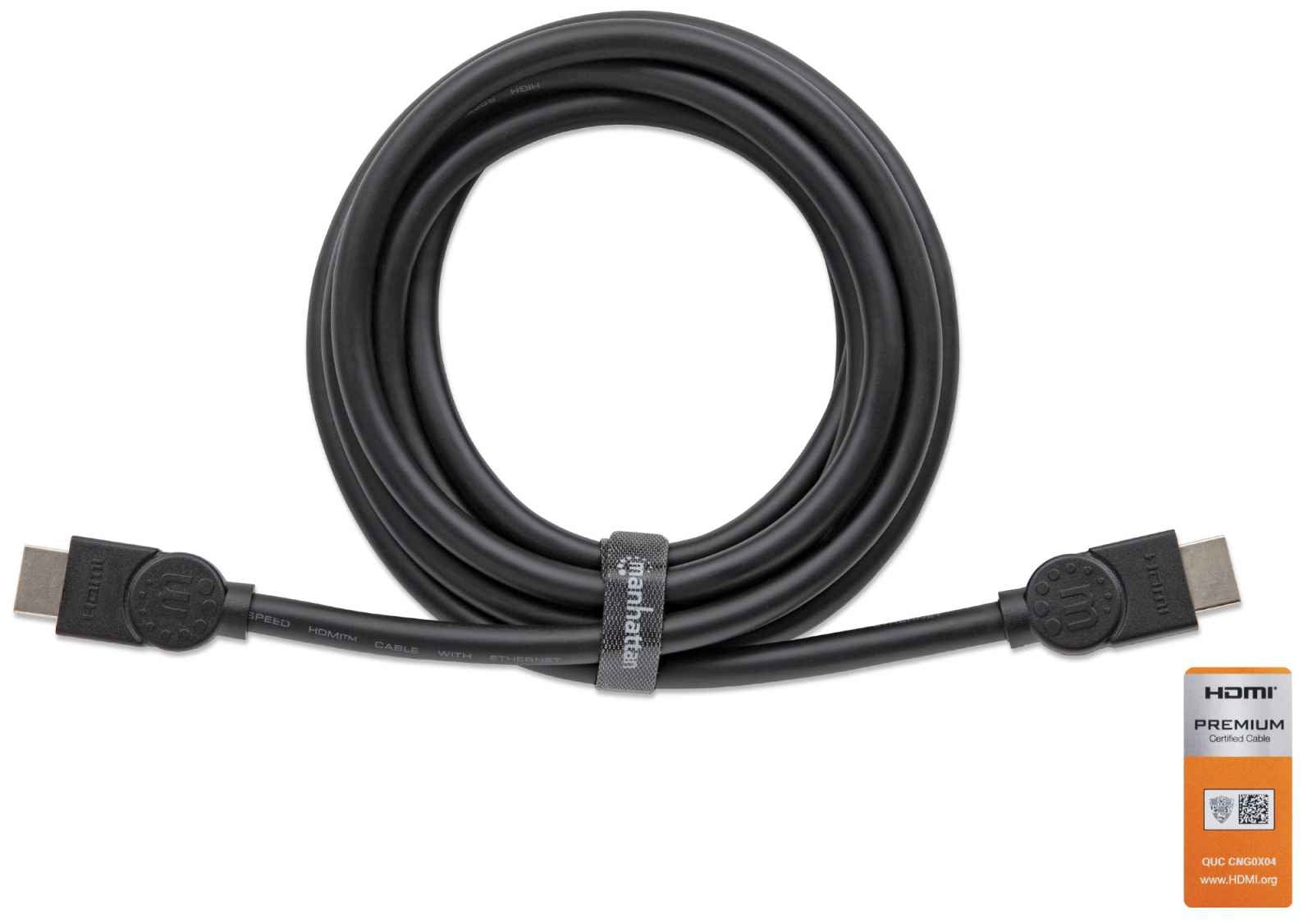 Cable Hdmi Manhattan 355353 2.0 Alta Velocidad Con Canal Ethernet Premium 4K@60Hz Macho Negro