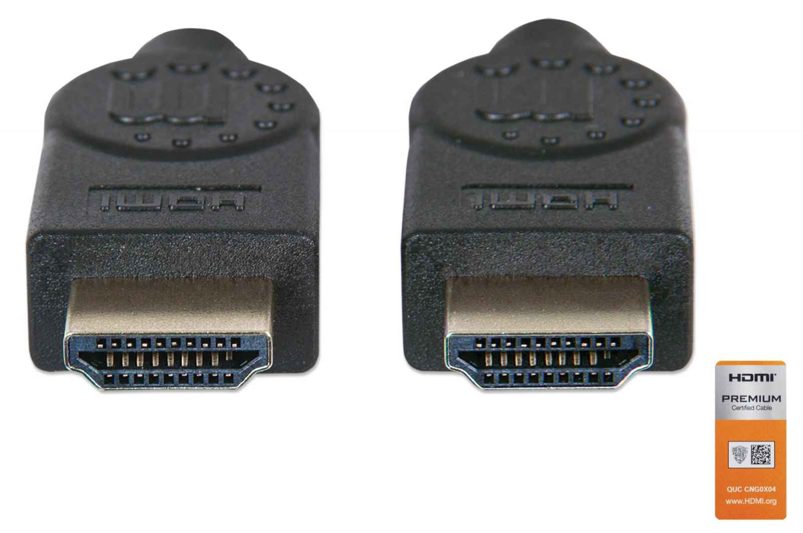 Cable Hdmi Manhattan 355353 2.0 Alta Velocidad Con Canal Ethernet Premium 4K@60Hz Macho Negro