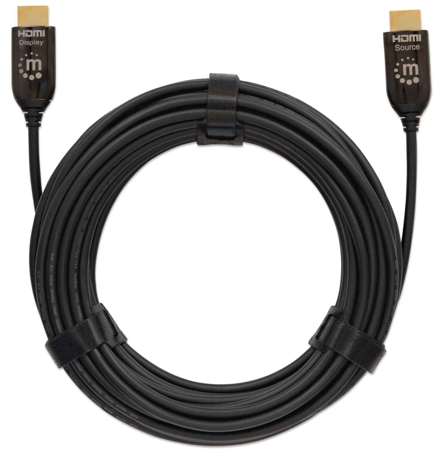 Cable Hdmi Óptico Clasificación Plénum Manhattan 355438 4K 60Hz Activo Con De 30 Mts