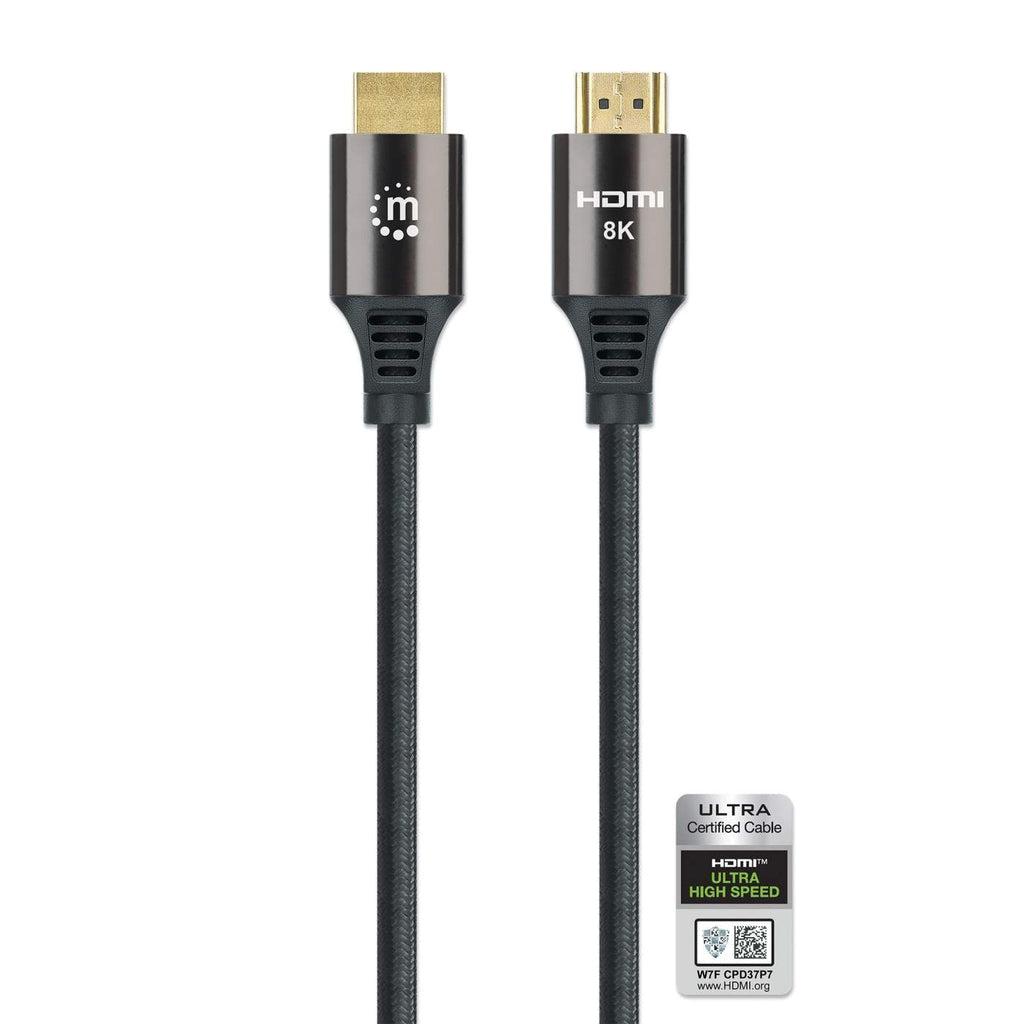 Cable Hdmi 8K Manhattan 355933 Certificado De Ultra Alta Velocidad 60 Hz O 4K 120 Con Ethernet 1M Contactos Chapa Oro.