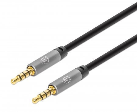 Cable Auxiliar De Audio Estéreo 3.5 Mm Manhattan 355988 1 Macho / Negro/Plata