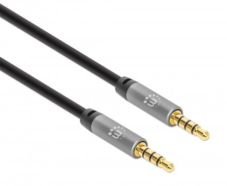 Cable Auxiliar De Audio Estéreo 3.5 Mm Manhattan 355988 1 Macho / Negro/Plata