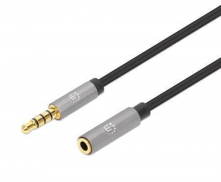 Extensión De Cable Auxiliar Audio Estéreo Manhattan 356022 3.5 Mm Negro/Plata 1