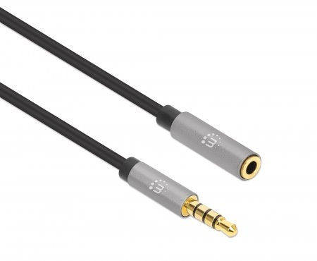 Extensión De Cable Auxiliar Audio Estéreo Manhattan 356022 3.5 Mm Negro/Plata 1