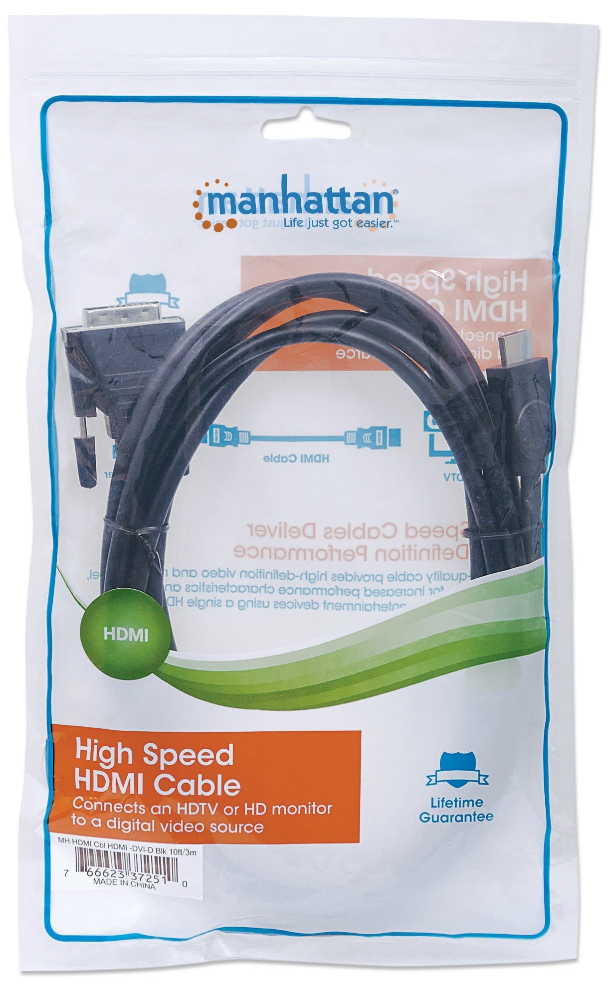 Cable Video Hdmi Manhattan Dvi-D M-M 3.0M 372510