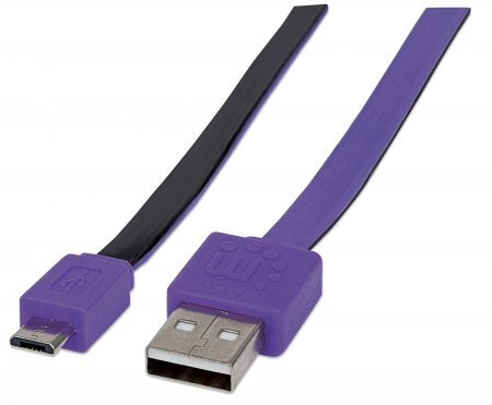 Cable Usb Manhattan V2.0 A-Micro B 1.0M Plano Negro/Morado 391368