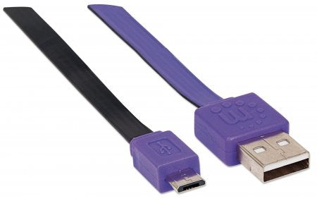 Cable Usb Manhattan V2.0 A-Micro B 1.0M Plano Negro/Morado 391368