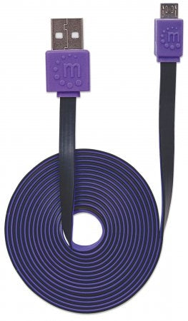 Cable Usb Manhattan V2.0 A-Micro B 1.0M Plano Negro/Morado 391368