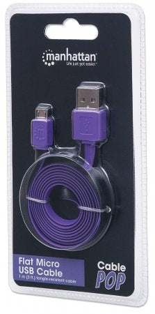 Cable Usb Manhattan V2.0 A-Micro B 1.0M Plano Negro/Morado 391368