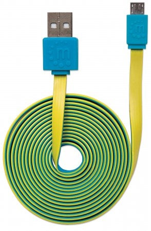 Cable Usb Manhattan V2.0 A-Micro B 1.0M Plano Azul/Amarillo 391436