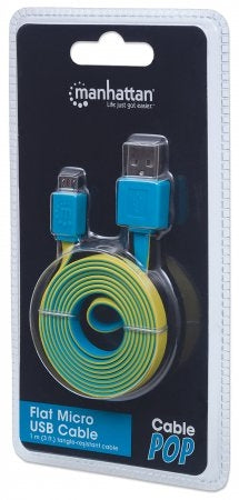 Cable Usb Manhattan V2.0 A-Micro B 1.0M Plano Azul/Amarillo 391436