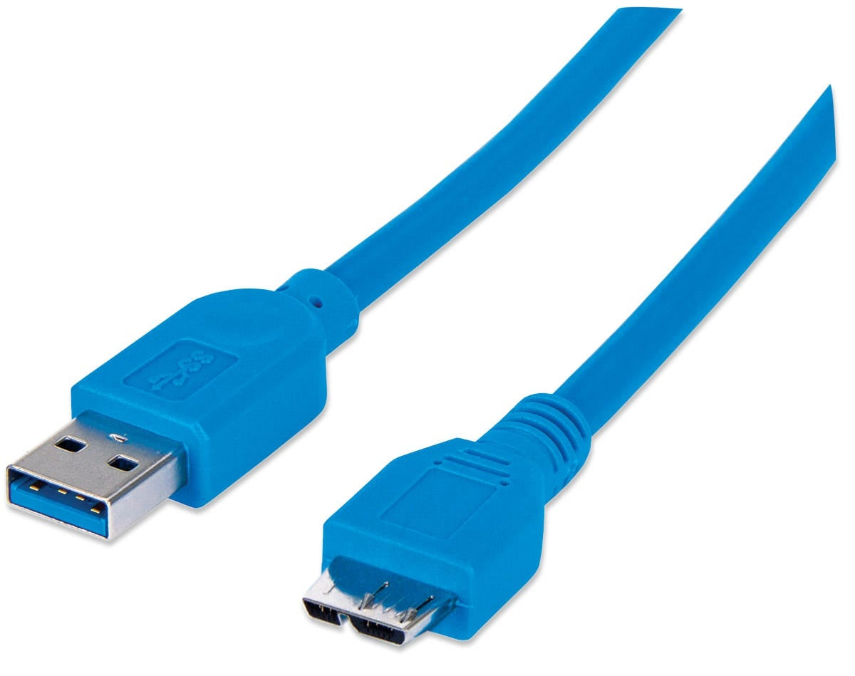 Cable Usb - Micro B Manhattan 393898 Para Dispositivos Micro-B De Súpervelocidad 3.2 Gen 1 Macho A Longitud Mcolor Azul