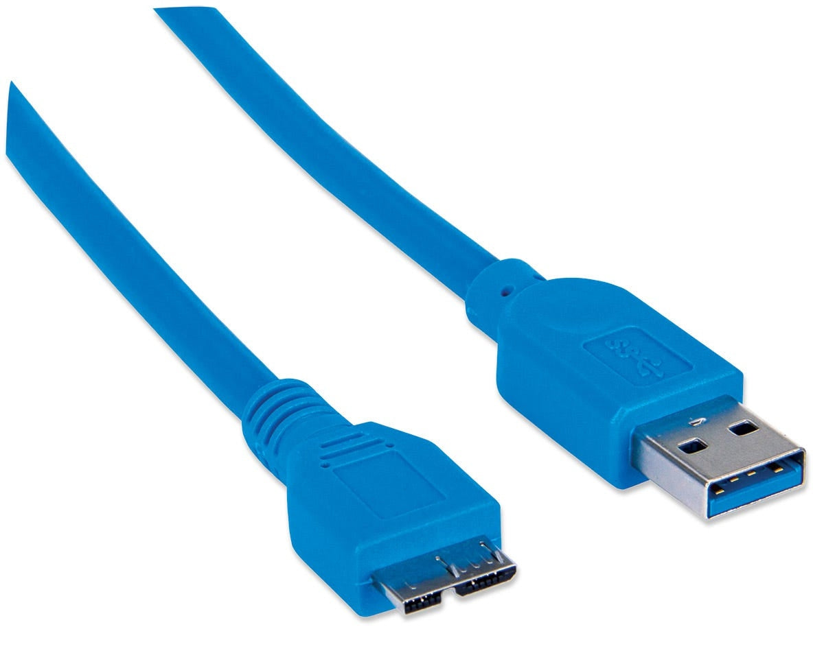 Cable Usb - Micro B Manhattan 393898 Para Dispositivos Micro-B De Súpervelocidad 3.2 Gen 1 Macho A Longitud Mcolor Azul