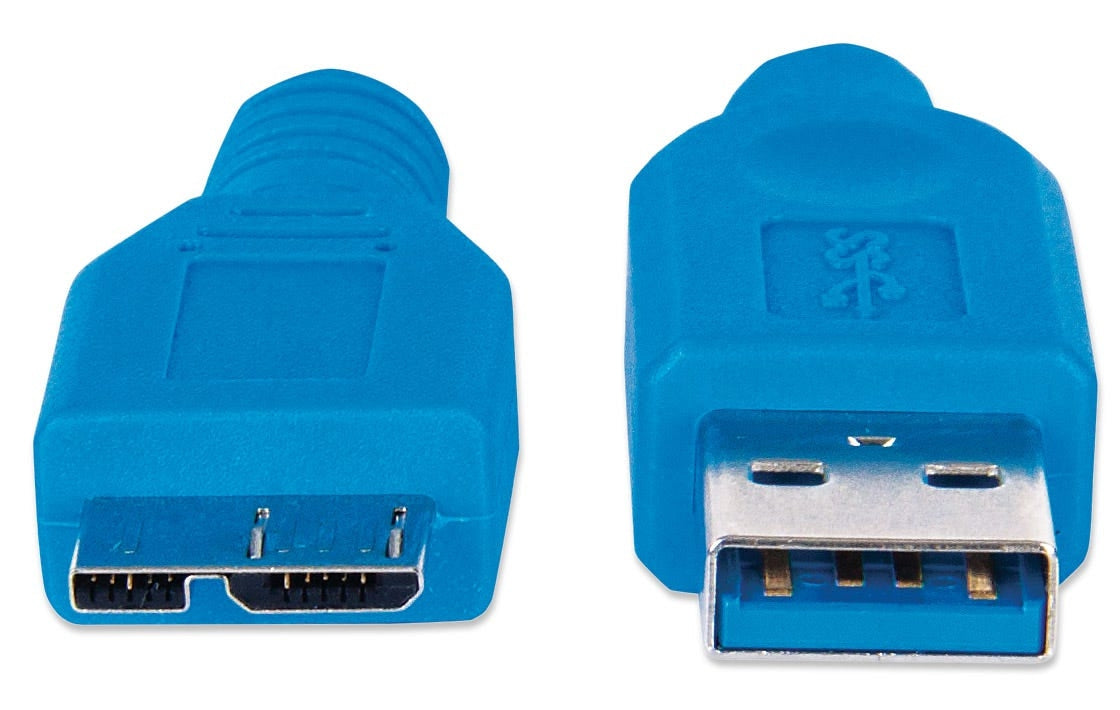 Cable Usb - Micro B Manhattan 393898 Para Dispositivos Micro-B De Súpervelocidad 3.2 Gen 1 Macho A Longitud Mcolor Azul