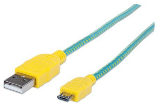 Cable Manhattan Usb 2.0 A - Micro B 1.0M Turquesa/Amarillo 394000