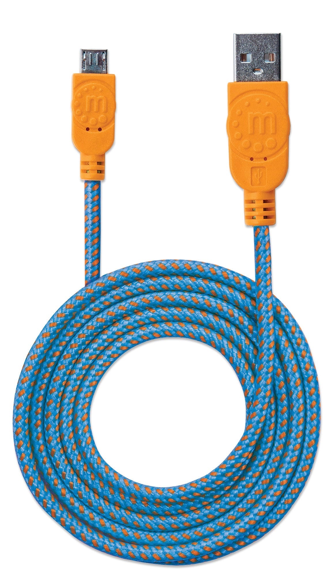 Cable Manhattan Usb V2 A-Micro B 1M Textil Naranja/Azul Blister 394024