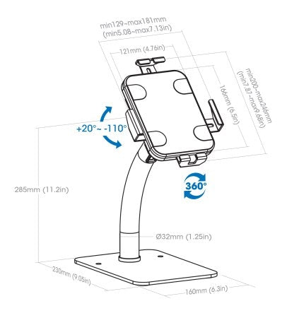 Soporte Manhattan 406352 Sopoprte De Escritorio Para Tablet Antirrobo Color Blanco