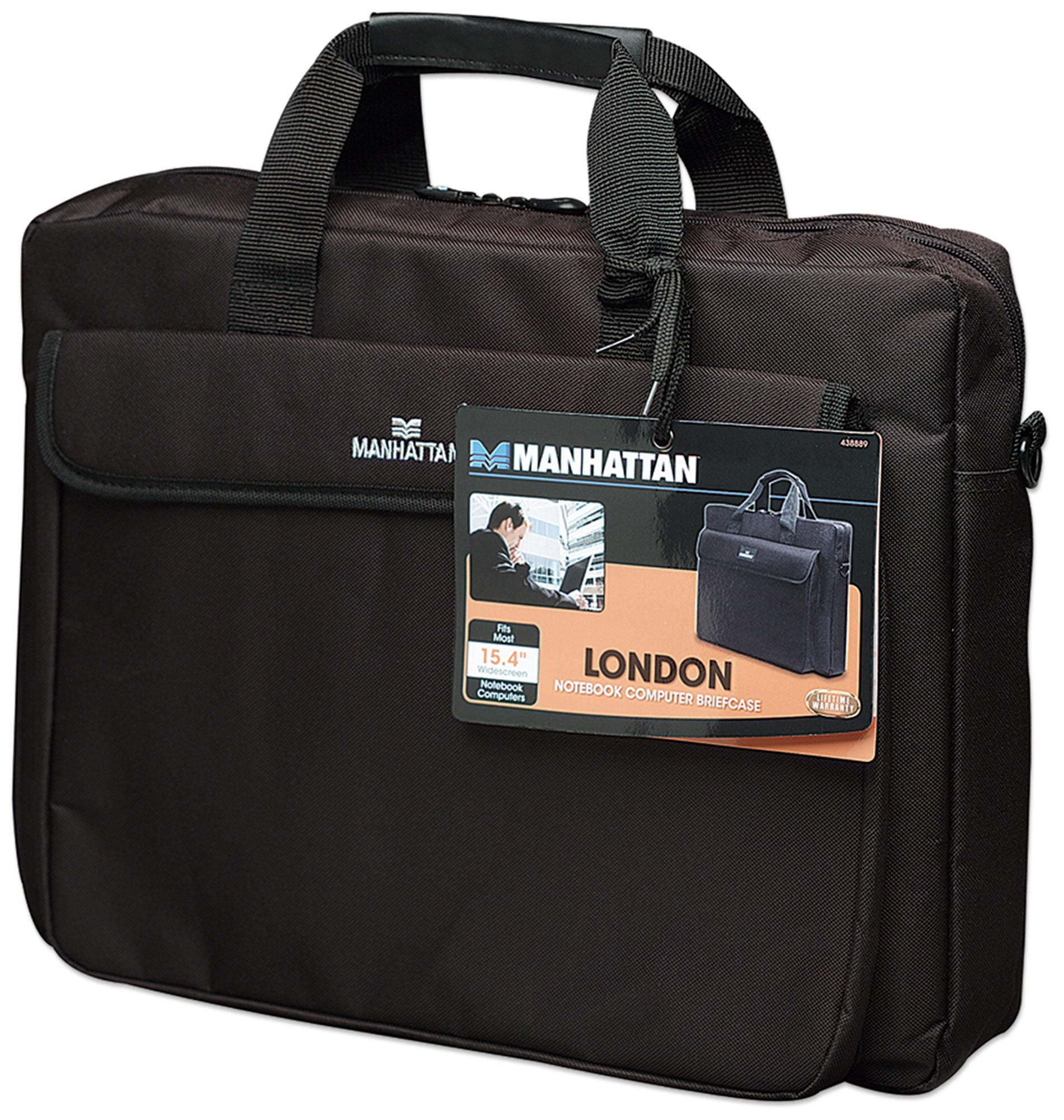 Maletín Manhattan 438889 Para Computadora Portátil – London Se Ajusta La Mayoría De Las Computadoras Con Pantalla Amplia Hasta 15.6".