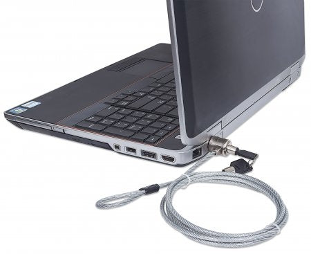 Candado De Seguridad Manhattan 440271 Para Laptop Con Cerradura Llave Cable Acero Y Recubrimiento Pvc Transparente 1.5Mts Largo.