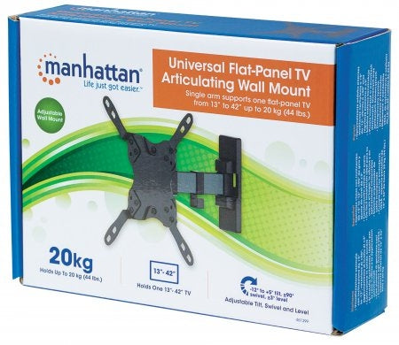 Soporte Para Tv Manhattan 461399 De Pared Movimiento Articulado Pantallas Planas 13" 43" Máximo 20 Kg.Se Despliega Desde La Hasta En 19 Cm